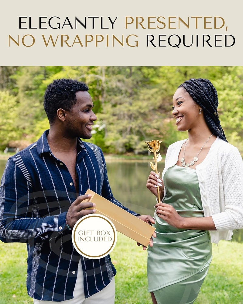 Forever Rose 24K Gold Dipped Real Rose with Gold Gift Box - Image 4